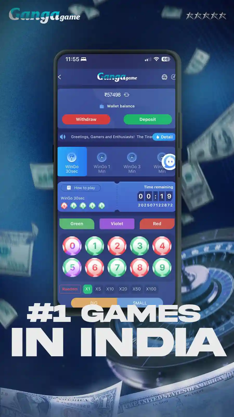 Ganga Game Main Menu - Premium Mobile Gaming Interface